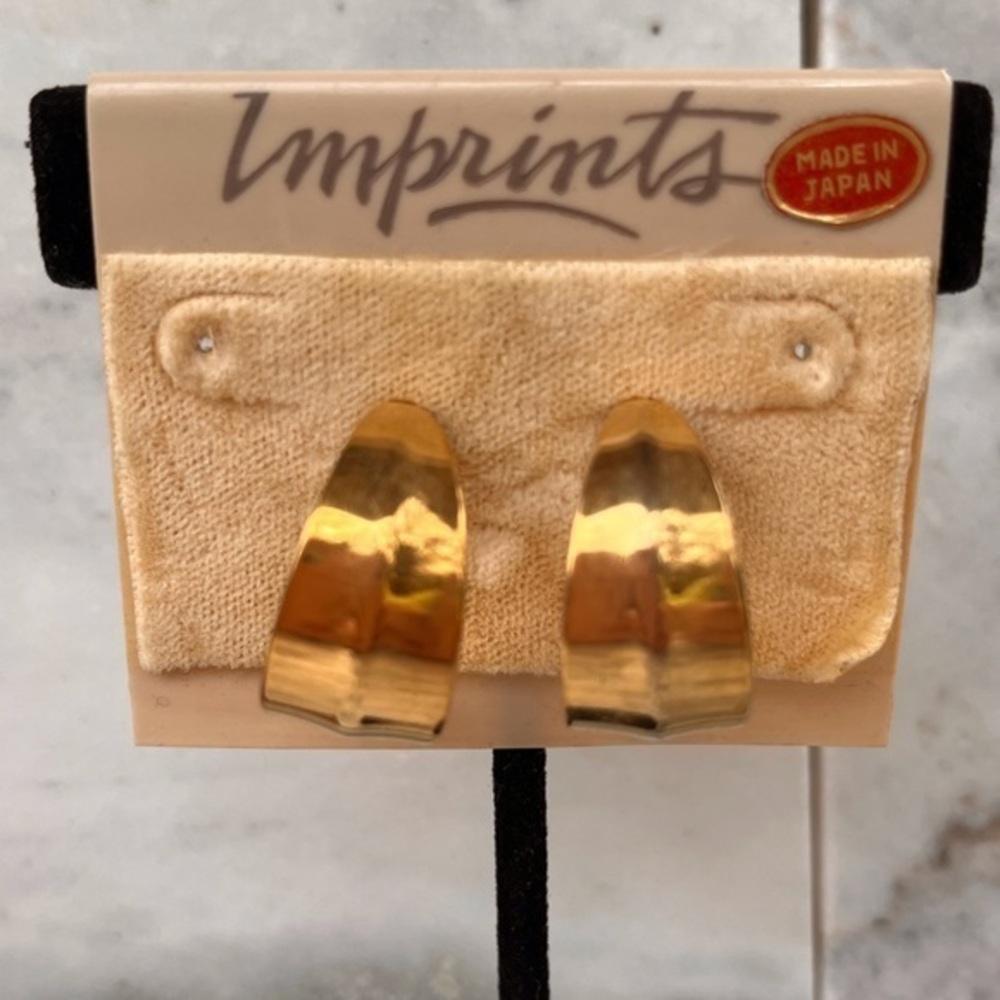 Gold hoop clip on vintage earrings